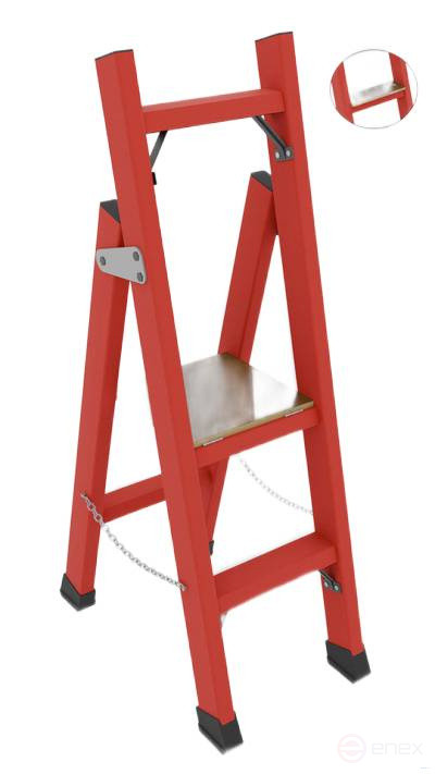 SSD-0.7MM with symmetrical support dielectric fiberglass stepladder, wide steps, metal ends (Soft ground), h=1550mm, h of the working platform=700mm, step 2