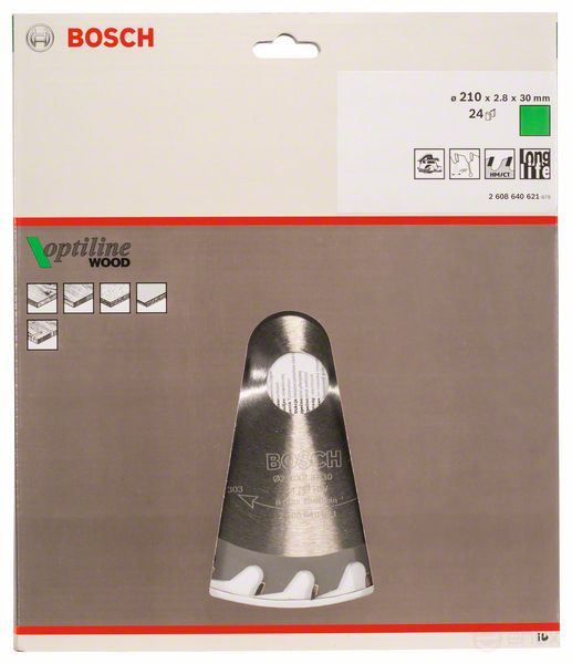 Optiline Wood saw blade 210 x 30 x 2.8 mm, 24