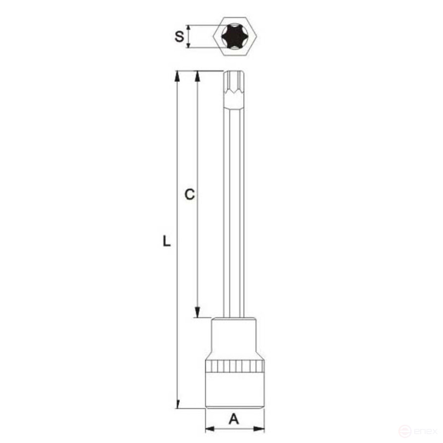 Бита-головка 1/2" TORX T45х200мм длинная JTC