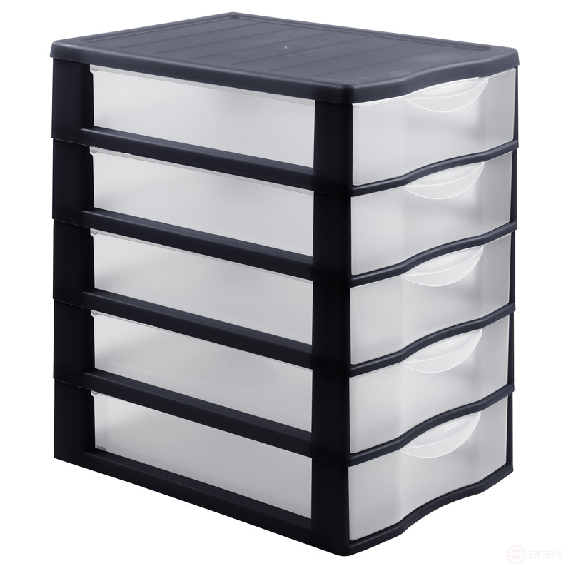 Бокс универсальный СТАММ, 5 отделений, лотки прозрачные, черный
