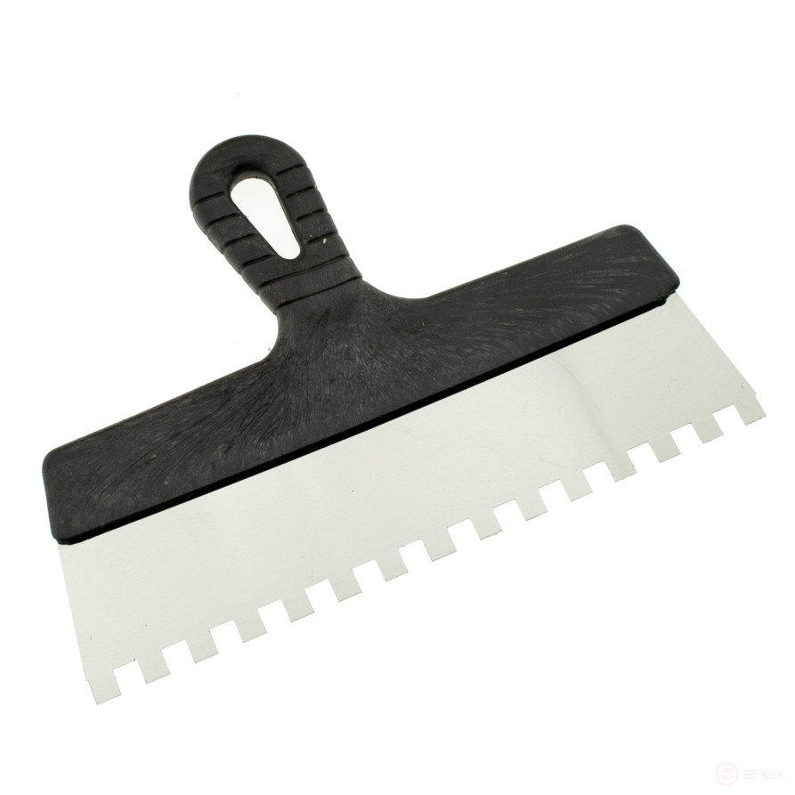 Шпатель зубчатый нержавеющий 300 мм, зуб 10х10 мм, ЧЕГЛОК (45)