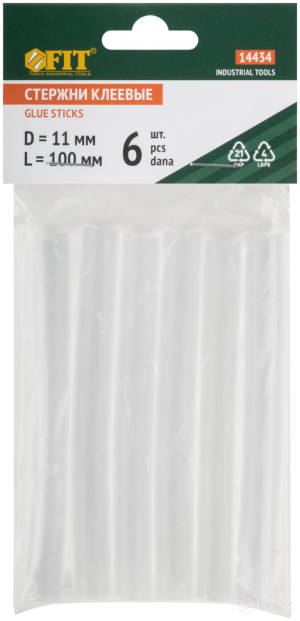 Crystal clear adhesive rods 11x100 mm, 6 pcs.