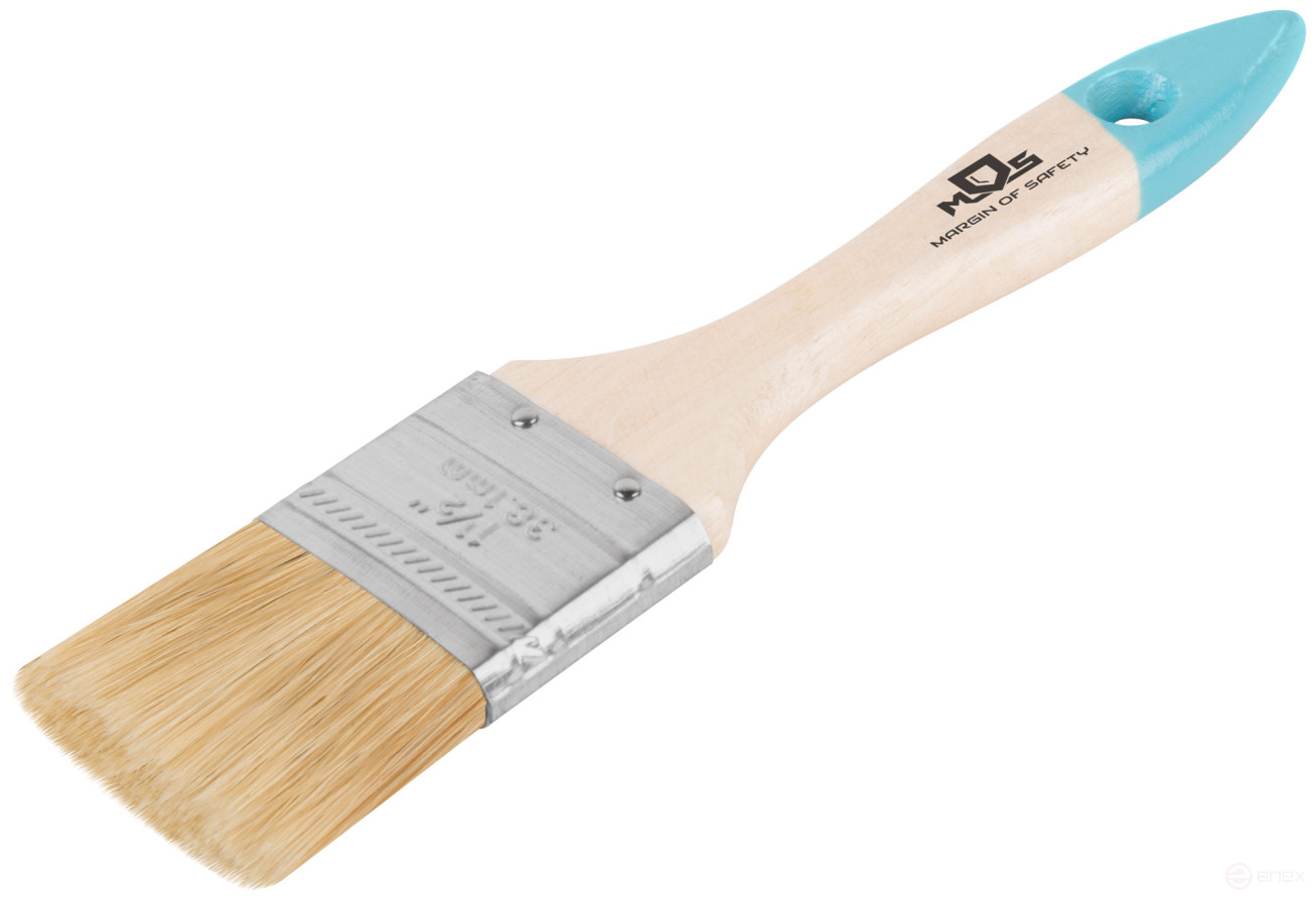 Кисть флейцевая, натур. cветлая щетина, деревянная ручка 1,5" (38 мм)