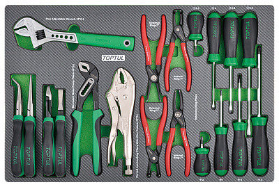 Set of sponge tools and screwdrivers, 19 pieces in a soft base (D) TOPTUL GED1912