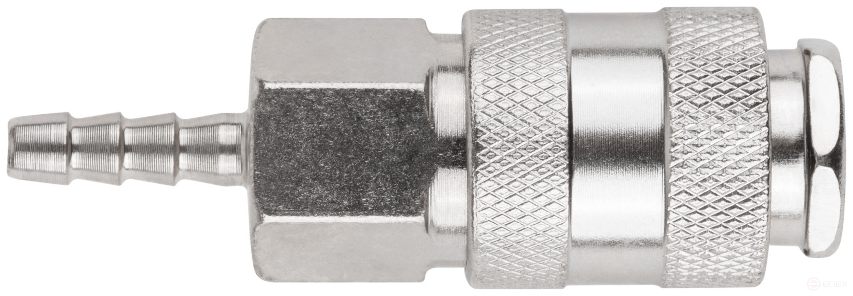 Quick-release adapter with 6 mm herringbone shut-off valve
