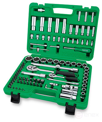 A set of tools in a suitcase 1/4" and 1/2" 6-gr., 94 items TOPTUL
