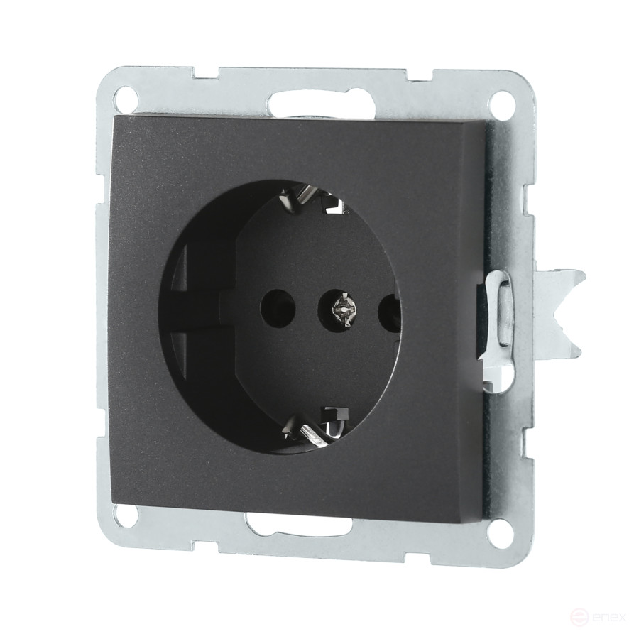 Socket with a/c, with blinds (black velvet) LK60