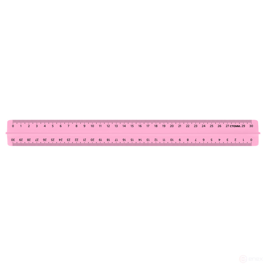 Линейка 30см СТАММ, пластиковая, с держателем, прозрачная, неоновые цвета, ассорти