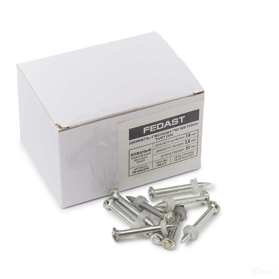 Single dowel nails on concrete type DN for powder mounting. pistols (32 mm, 100 pcs/pack) FEDAST