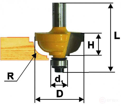 Milling cutter chrome kalevochnaya f31,8x15mm R7,9mm xb 8mm, art. 9286