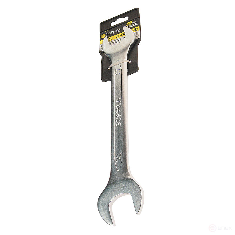 Ключ рожковый 27x32мм ER-52732 (Chrome vanadium) на держателе PRO ЭВРИКА 1/10/30