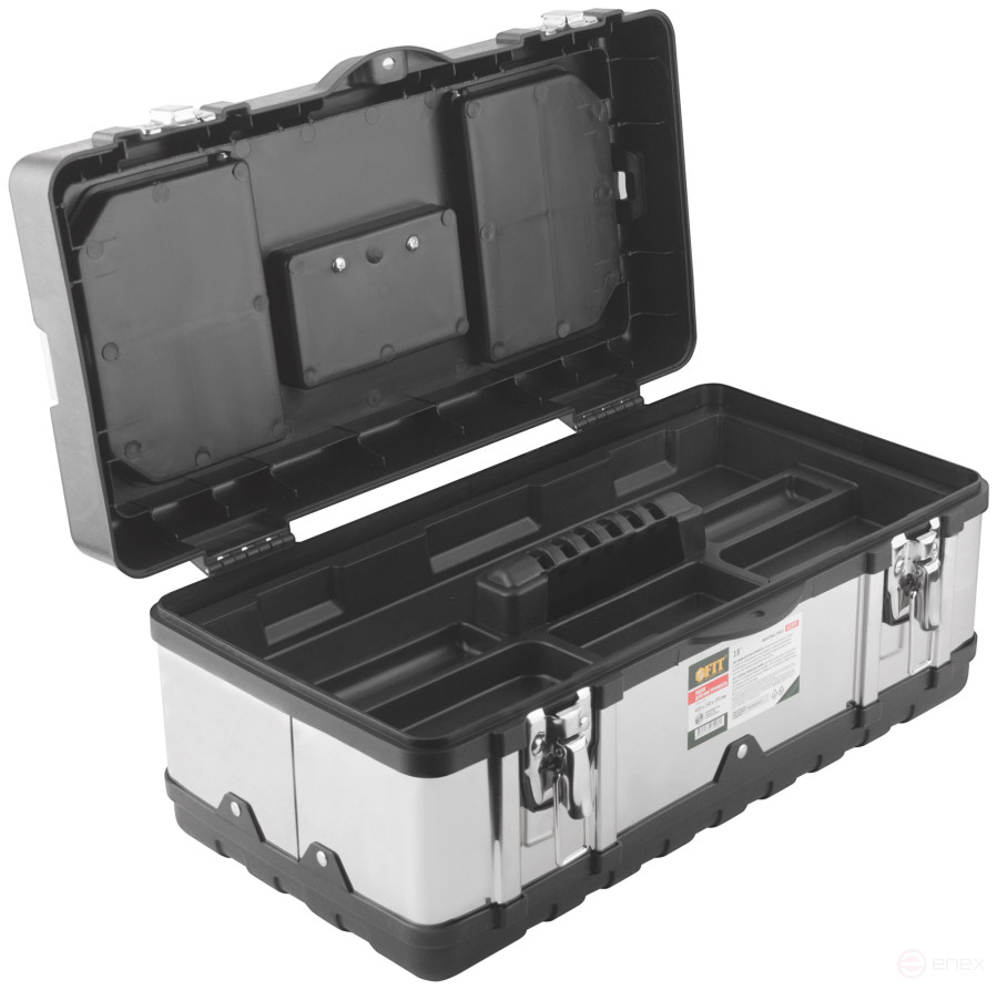 Plastic tool box 18" (450x250x195 mm) stainless steel locks and walls. steel