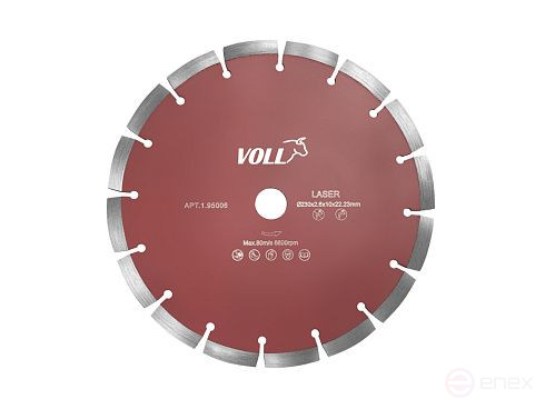 Диск алмазный сегментный СТАНДАРТ для железобетона VOLL 230х2,6х10х22,23