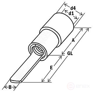 Штифт плоский, изолированный 0,25-1,5, ПВХ (упак.100шт)