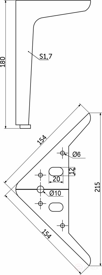 Опора меб. мет. WINDSOR h180 угловая черный AKS