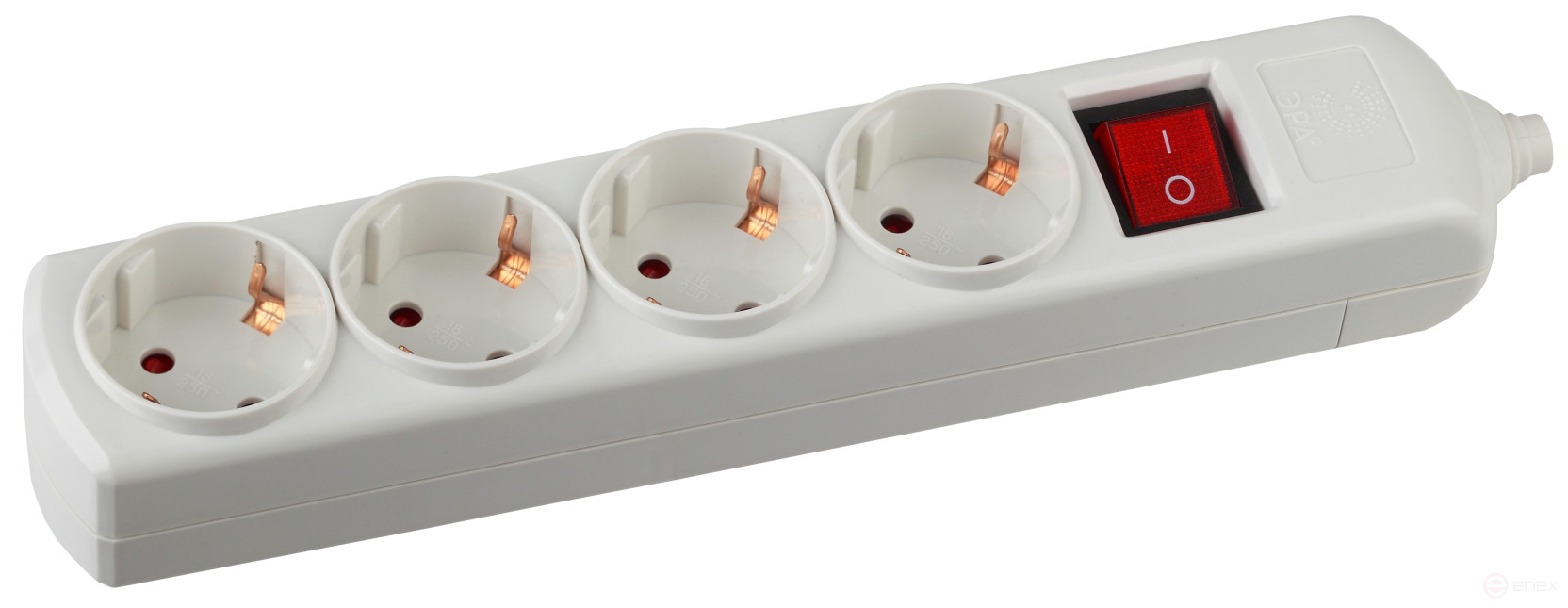 ERA K-4es block 4 sockets with ground connection with switch white