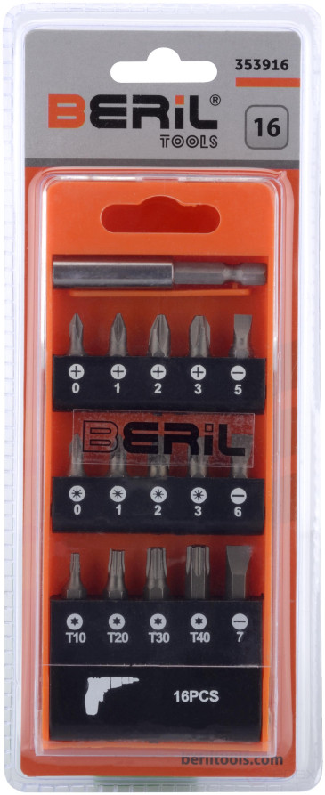 Набор насадок 16 предмет.с магнит.адаптером (пласт/держ) BERIL