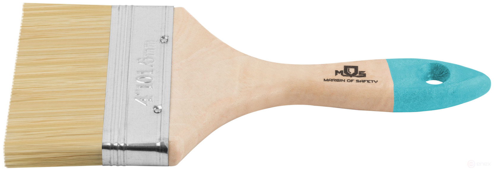 Кисть флейцевая, натур. cветлая щетина, деревянная ручка 4" (100 мм)