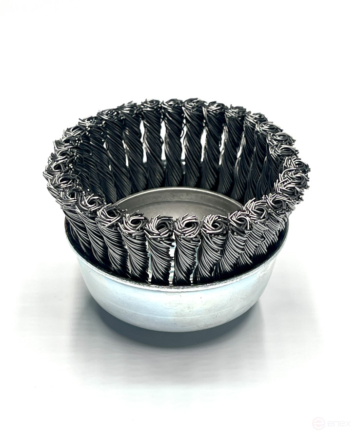 Щетка чашечная жгутовая, Д65 мм, ширина 6 мм, 30 жгутов, стальная прямая проволока STH 0,50 мм, посадка М10, высота ворса 20 мм