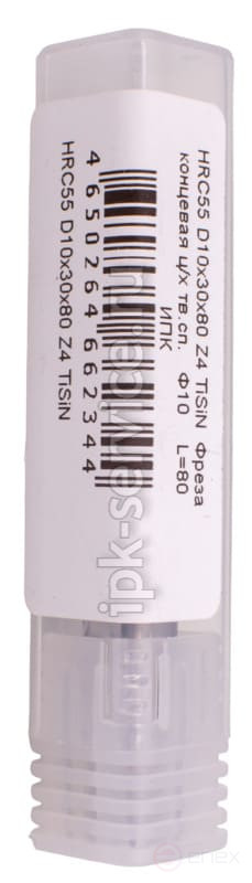 HRC55 D10x30x80 Z4 TiSiN Фреза концевая ц/х тв.сп. Ф10 L=80 ИПК