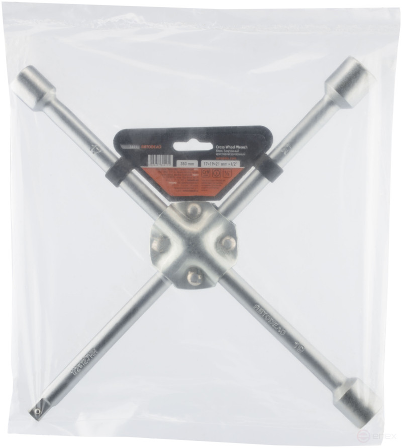 Ключ баллонный-крест (17*19*21*1/2")(усиленный) 380мм (АвтоDело) 34411