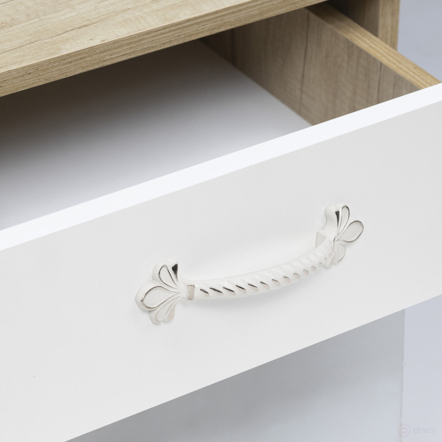Handle meb. bracket met. MILK 128 silver white, AKS