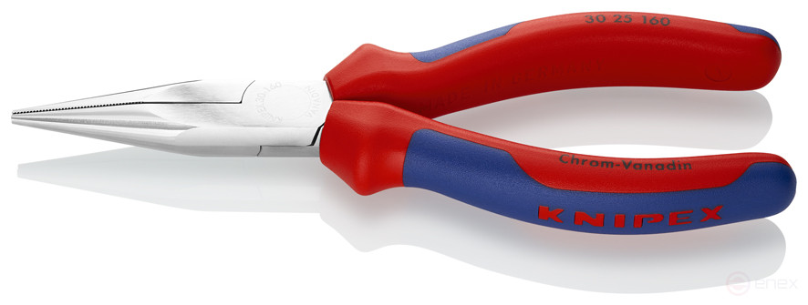 Long pliers, flat-rounded fluted sponges 50 mm, L-160 mm, chrome, two-component handles