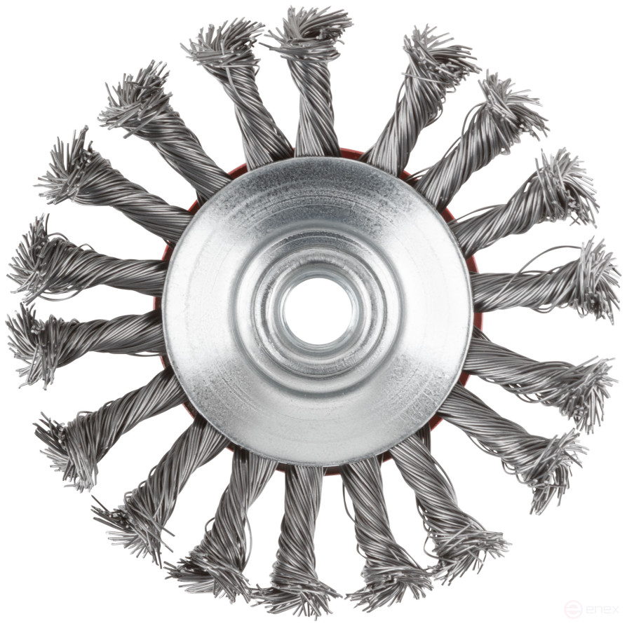 Корщетка-колесо с наклоном, гайка М14, стальная витая проволока 115 мм