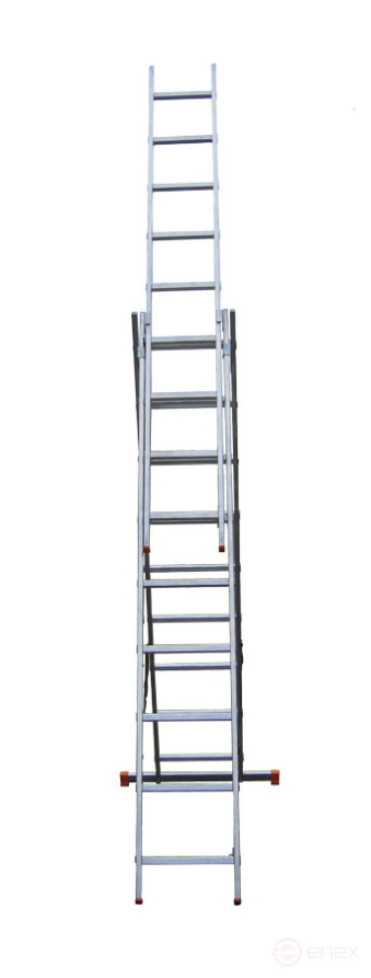 The ladder is aluminum 3-section universal 6 steps. (3x6) Master