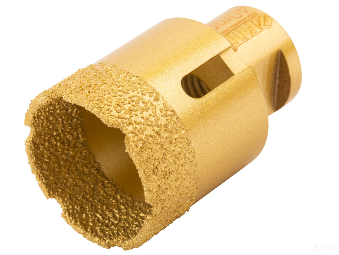 Коронка кольцевая для УШМ, М14, по керамограниту, камню и кафелю алмазная, вакуумное спекание 40х60 мм