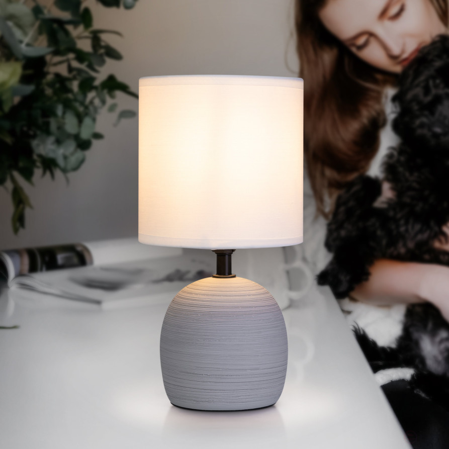 Rivoli Sheron 7044-501 Table Lamp 1 * E14 40W ceramic grey with lampshade