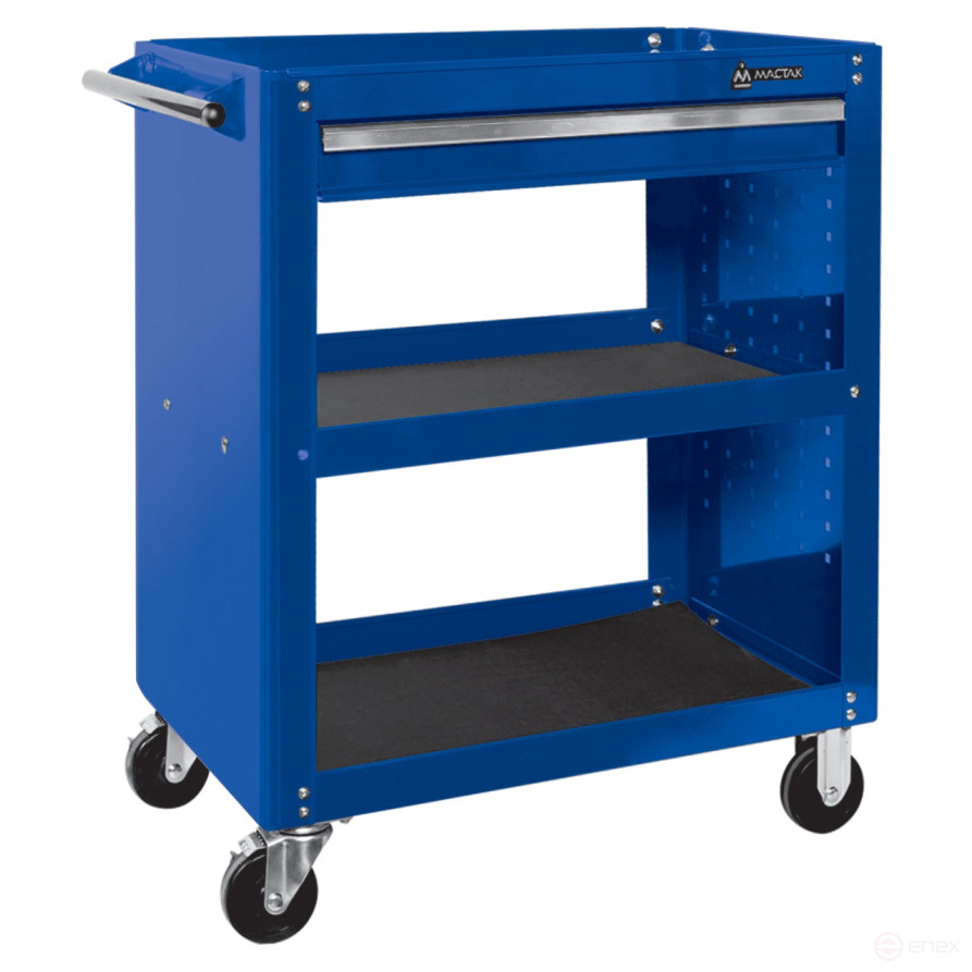 Тележка открытая "ОПТИМА", 3 полки и выдвижной ящик, синяя МАСТАК 520-01580MB