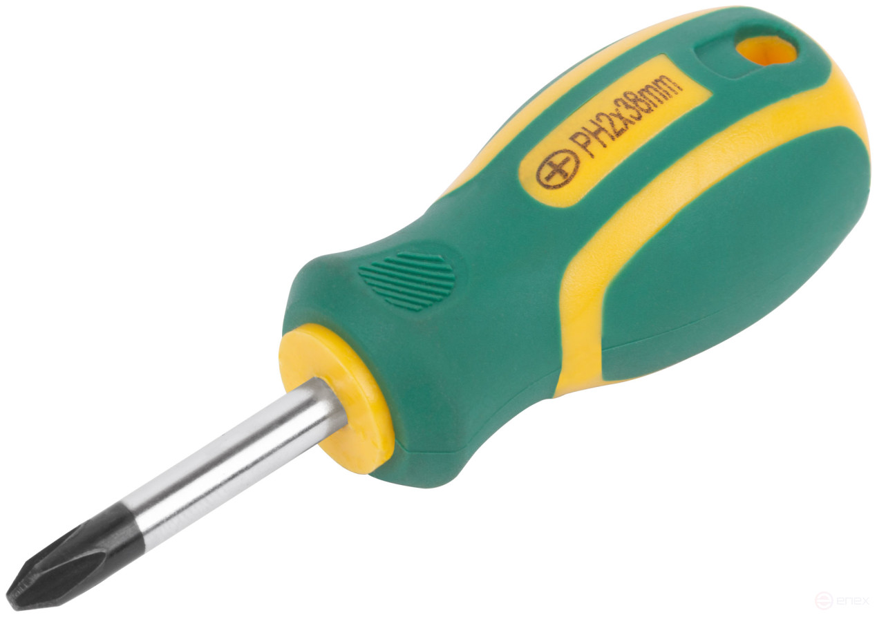 Screwdriver "Contour", CrV steel, rubberized handle 6x38 mm PH2