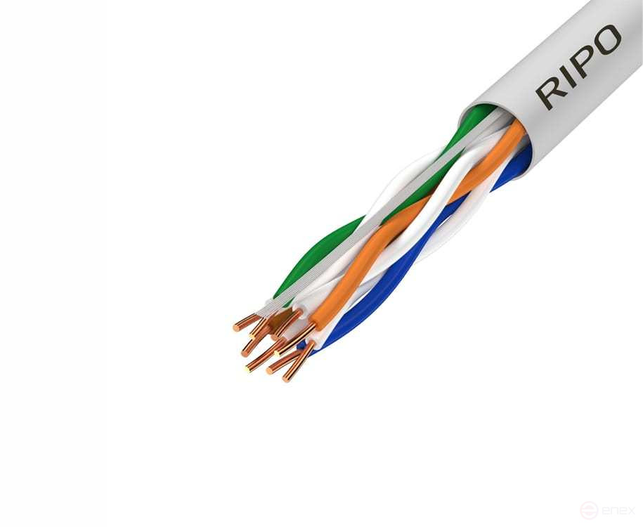 Кабель витая пара UTP 4 CAT5E 24AWG Cu Ripo Plus, 305м., Fluke test. PVC