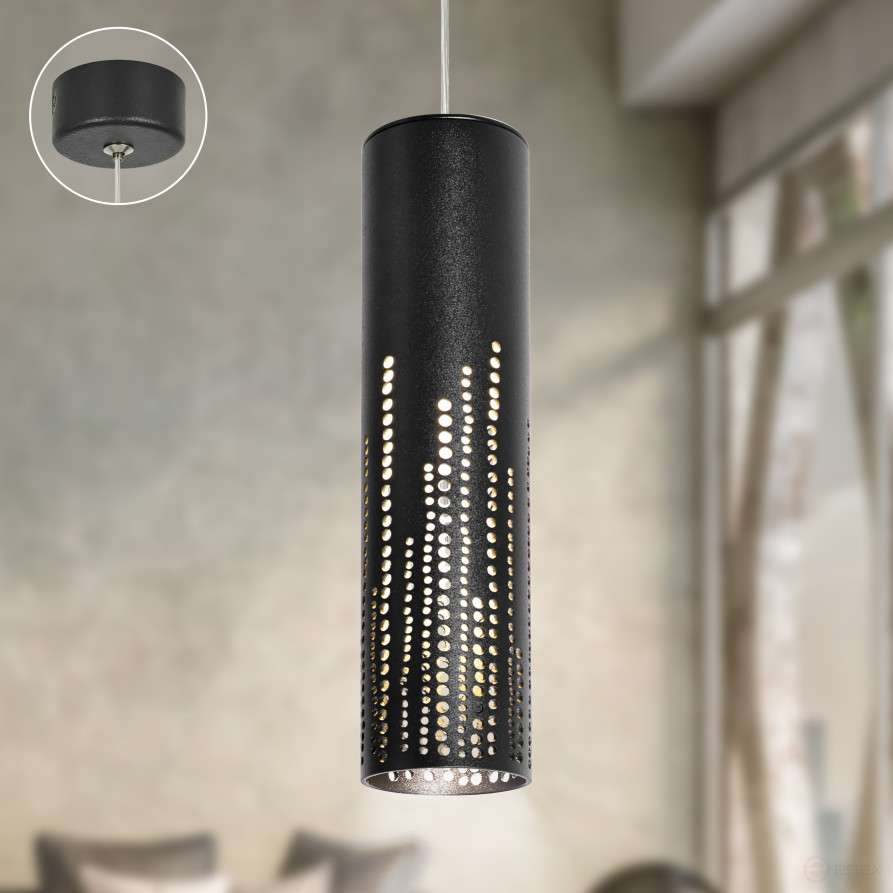 Pendant lamp (suspension) ERA PL26 BK MR16 GU10 Ceiling Cylinder Black