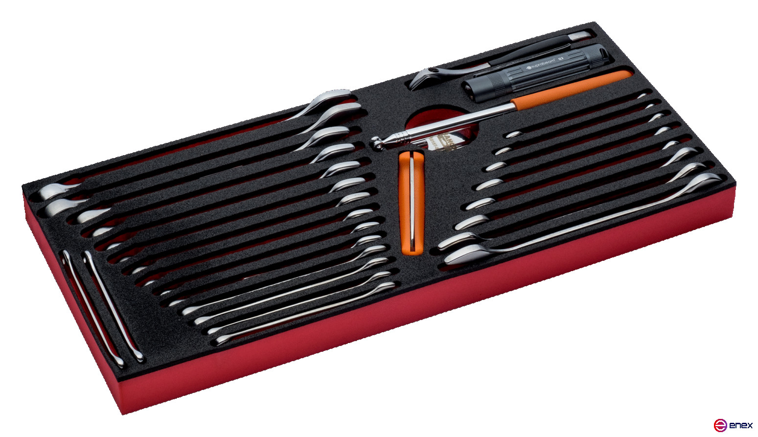 Fit&Go Set of combination keys + knife + adjustable wrench in the base, 28 items