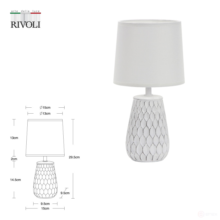 Rivoli Bertha 7071-502 Table Lamp 1 * E14 40W ceramic White