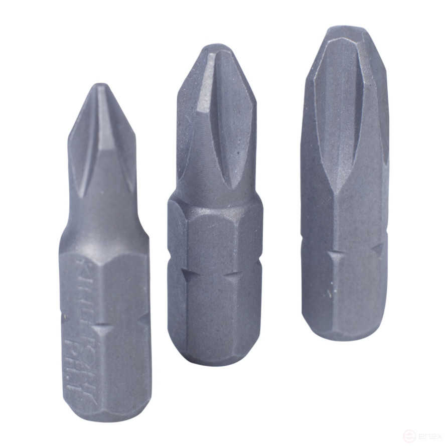 Set of inserts (bits) 1/4", cross, №1, №2, №3, 3 item KING TONY 1003PQ