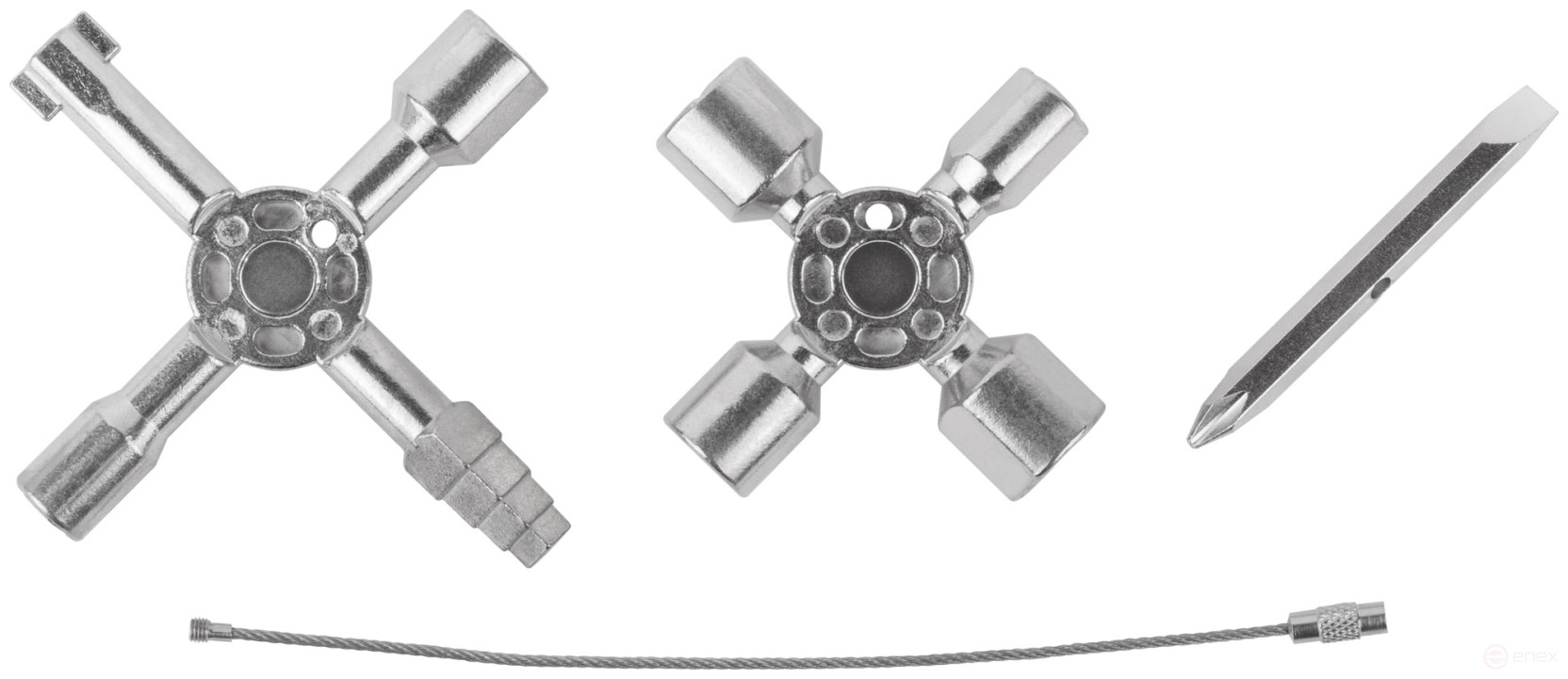 Ключ универсальный для электрошкафов 10-в-1, двусторонняя CrV бита РН2/SL7