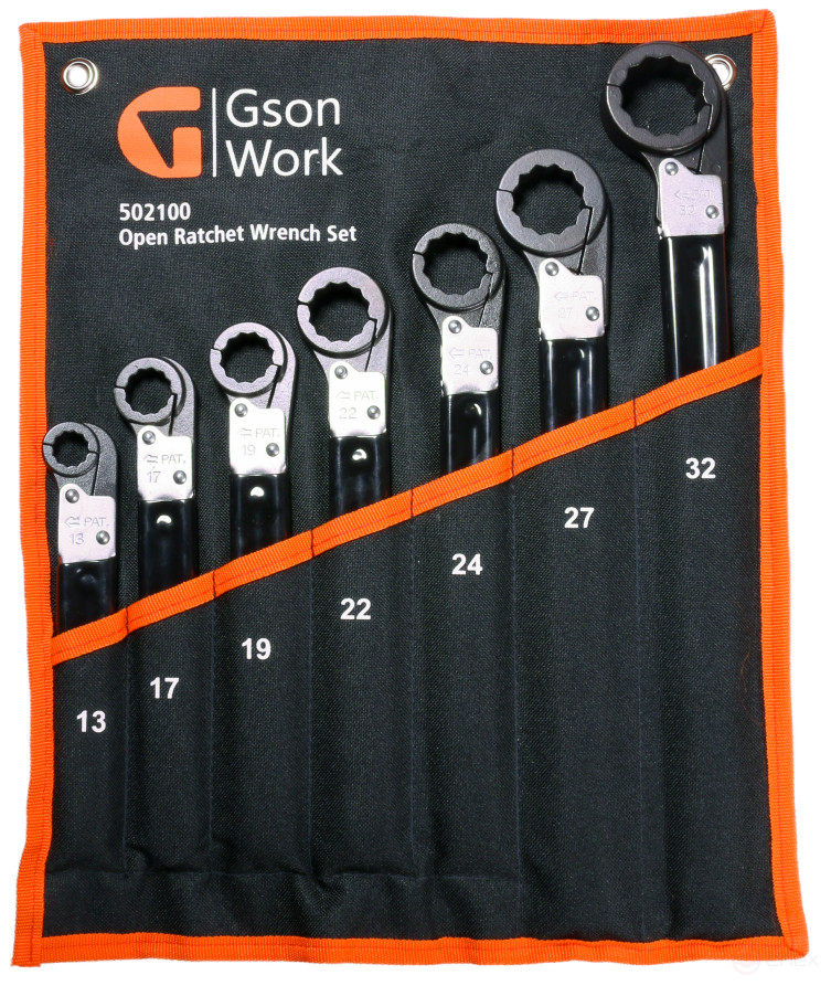 Набор кольцевых трещоточных ключей 13,17,19,22,24,27,32 мм