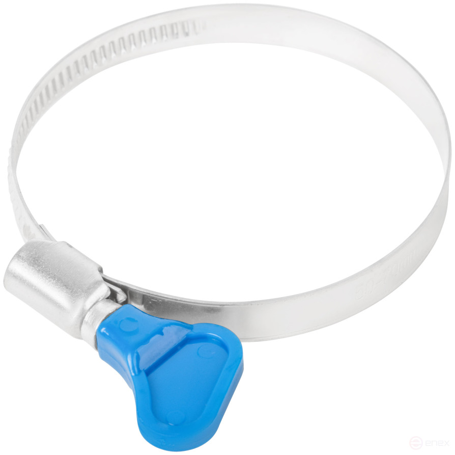 Knurled crimping clamp with key, 9 mm wide, stainless steelsteel 50-70 mm