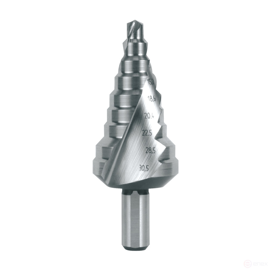 Step drill HSS CBN ground with spiral groove and sharpening of the tip Ø 6,0 - 30,50
