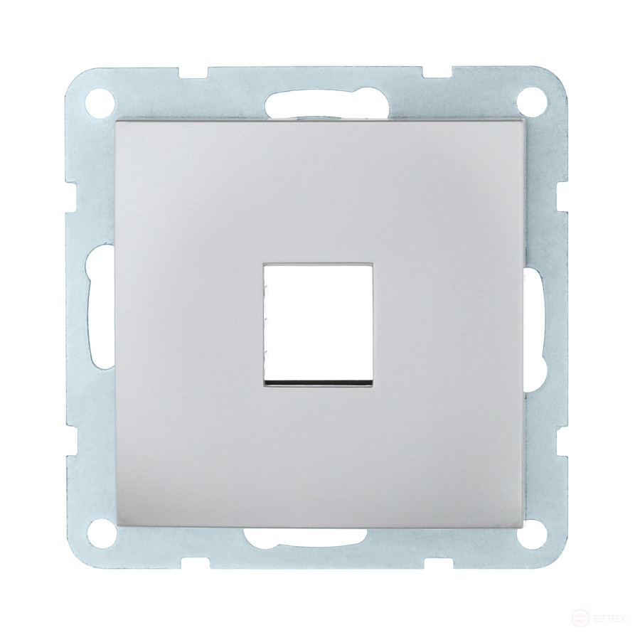 Cover plate with a caliper for a computer and telephone outlet for 1 input (silver metallic) WITHOUT the LK60 mechanism