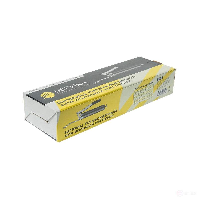 Шприц плунжерный ER-44450 для больших нагрузок (емкость 400 см³; раб. давление:306 бар, макс:680 бар; подача:0,7 гр/1 нажатие) ЭВРИКА /1/20