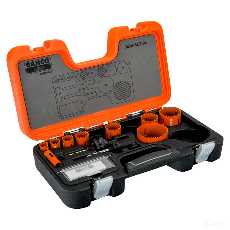 Набор кольцевых биметаллических пил Sandflex® 16 - 67 мм + 2 державки, 11 шт.