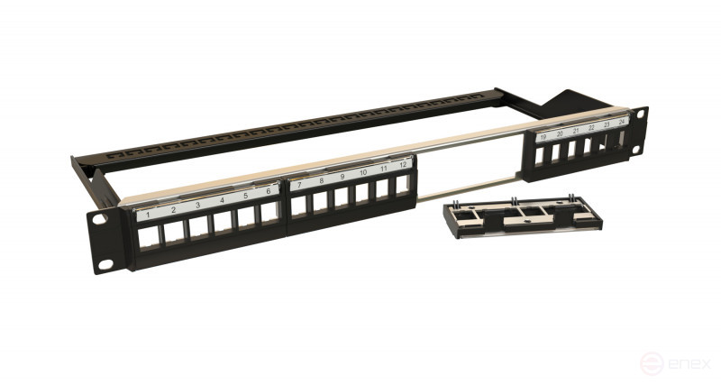 PPBL6-19-24- RM Modular patch panel 19", 24 ports, 4 removable panels of 6 modules, 1U, for unshielded modules, with rear cable organizer (without modules)