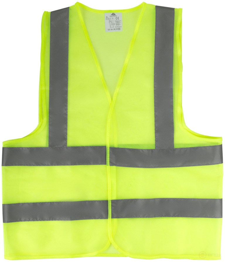 Yellow signal vest, 2 horizontal and 2 vertical stripes, 60 gr., size XL