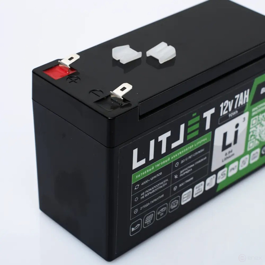 Lithium traction battery LITJET BLACK LiFePO4 12V 7Ah 90Wh IP67