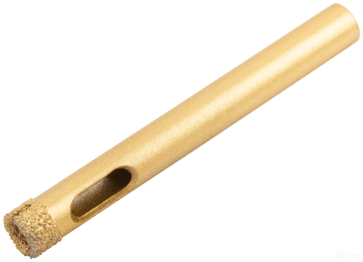 Коронка кольцевая по керамограниту, камню, кафелю и стеклу алмазная, вакуумное спекание 8х65 мм