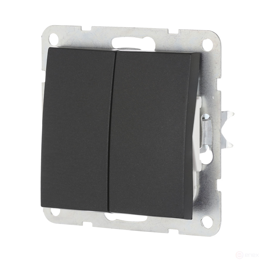 Переключатель 2-кл., с двух мест (схема 6+6) 16 A, 250 B (черный бархат) LK60